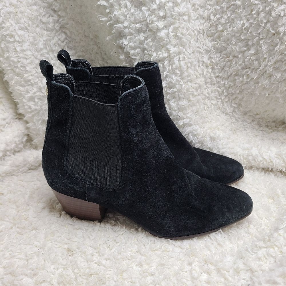 Sam Edelman Reesa Black Suede Pointed Toe Stacked Heel‎ Ankle Boots - Size 7